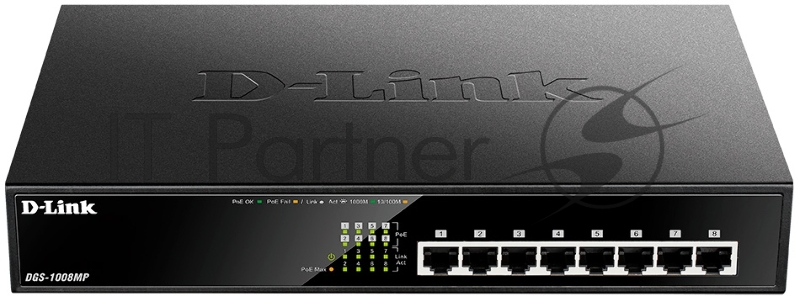 Коммутатор D-Link DGS-1008MP/B1A 8G 8PoE 125W неуправляемый