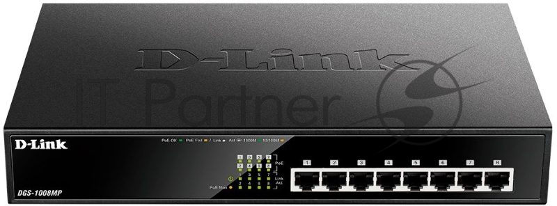 Коммутатор D-Link DGS-1008MP/B1A 8G 8PoE 125W неуправляемый