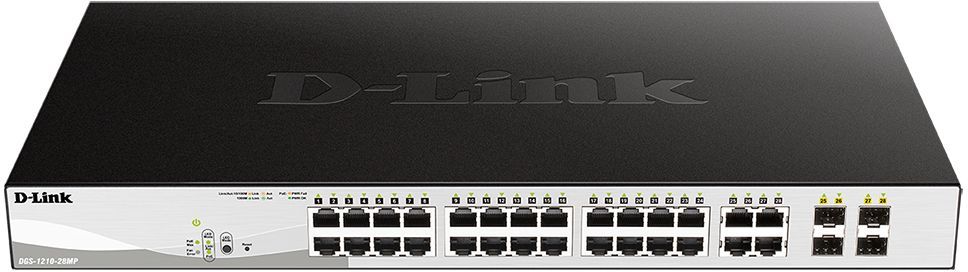 Коммутатор D-Link DGS-1210-28MP 24G 4SFP управляемый