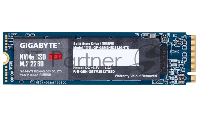 M.2 2280 512GB Gigabyte Client SSD GP-GSM2NE3512GNTD PCIe Gen3x4 with NVMe, 1700/1550, IOPS 270/340K, MTBF 1.5M, 3D TLC, 800TBW, NVMe 1.3, RTL