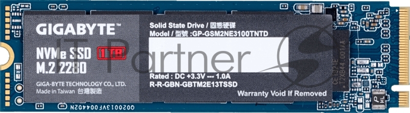 M.2 2280 1TB Gigabyte Client SSD GP-GSM2NE3100TNTD PCIe Gen3x4 with NVMe, 2500/2100, IOPS 295/430K, MTBF 1.5M, 3D TLC, 1600TBW, NVMe 1.3, RTL