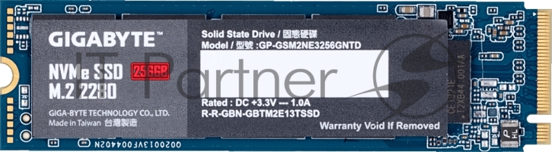 M.2 2280 256GB Gigabyte Client SSD GP-GSM2NE3256GNTD PCIe Gen3x4 with NVMe, 1700/1100, IOPS 180/250K, MTBF 1.5M, 3D TLC, 300TBW, NVMe 1.3, RTL