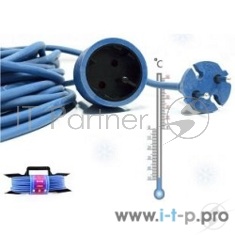 Сетевые фильтры PowerCube Шнур-удлинитель (PC-L1-F-30-R) 10А/2,2 кВт, 1 розетка,30м, морозостойкий, на рамке