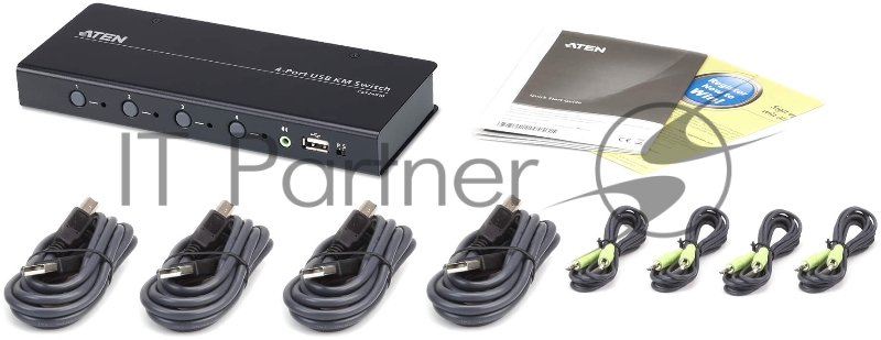 4-портовый USB КМ-переключатель с функцией Boundless Switching (кабели включены) 4-Port USB Boundless KM Switch