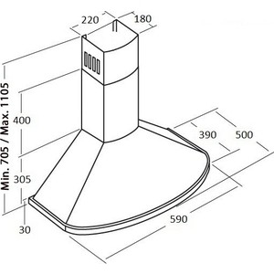 Вытяжка Kuppersberg Настенная вытяжка, ширина 60 см, отвод/рециркуляция, 650 м3/час, электронное управление, 3 скорости, галогеновое освещение 2х20 Вт, анодированные алюминиевые жироулавливающие фильтры, угольный фильтр С6С (опция), 42 дБ, цвет белый