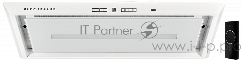 Встраиваемая вытяжка Kuppersberg INBOX 54 W, ширина 54 см, отвод/рециркуляция, 1000 м3/час, управление Soft Touch, 4 скорости, светодиодное освещение 1х13 Вт, металлические жироулавливающие фильтры, угольный фильтр (опция), цвет белый