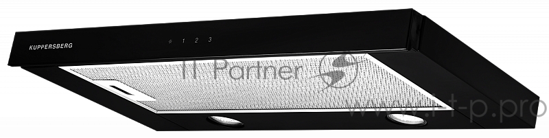 Встраиваемая вытяжка Kuppersberg SLIMLUX S 60 GB, ширина 60 см, отвод/рециркуляция, 480 м3/час, сенсорное управление, 3 скорости, светодиодное освещение 2х3 Вт, металлические жироулавливающие фильтры, угольный фильтр (опция), цвет черный