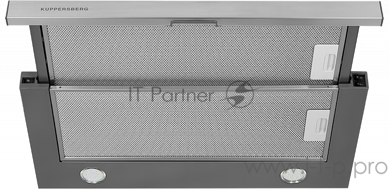 Встраиваемая вытяжка Kuppersberg SLIMLUX IV 60 X, ширина 60 см, отвод/рециркуляция, 550 м3/час, механическое управление, 3 скорости, светодиодное освещение 2х4 Вт, металлические жироулавливающие фильтры, угольный фильтр(опция), цвет нержавеющая сталь
