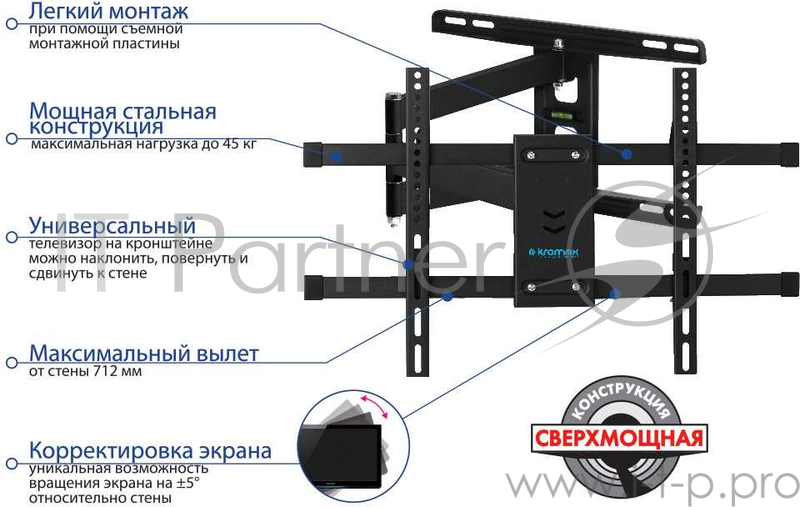 20-DIX Black Настенный кронштейн для LED/LCD телевизоров Диагональ экрана (дюймы): 22