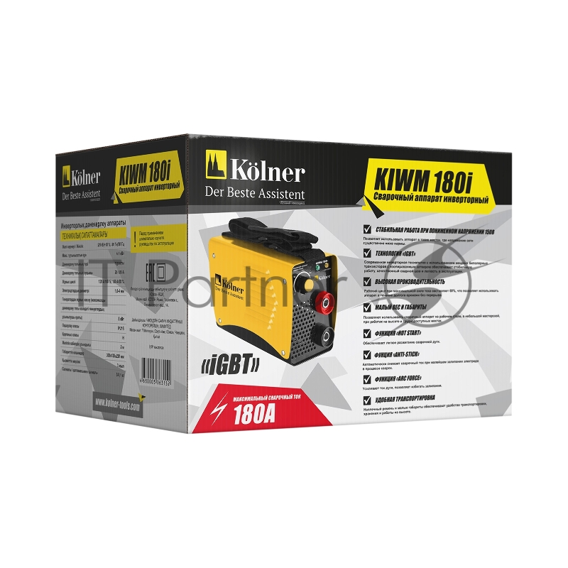 Сварочный аппарат KOLNER KIWM 180i инверторный IGBT 6.1кВт 20-180А