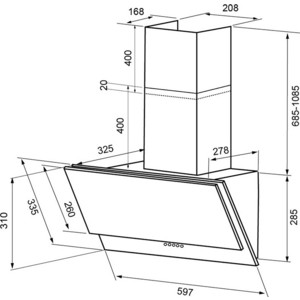 Вытяжка каминная Krona Olly 600 PB белый управление: кнопочное (1 мотор)