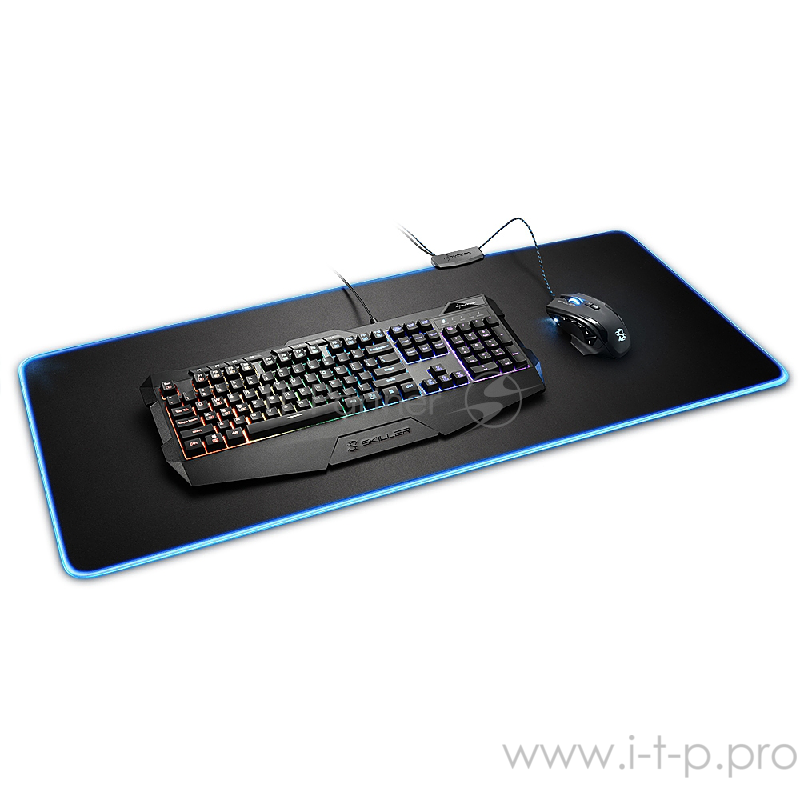 Sharkoon 1337 RGB XXL игровой коврик для мыши чёрный (905 x 425 x 3 мм, RGB подсветка, текстиль, резина)