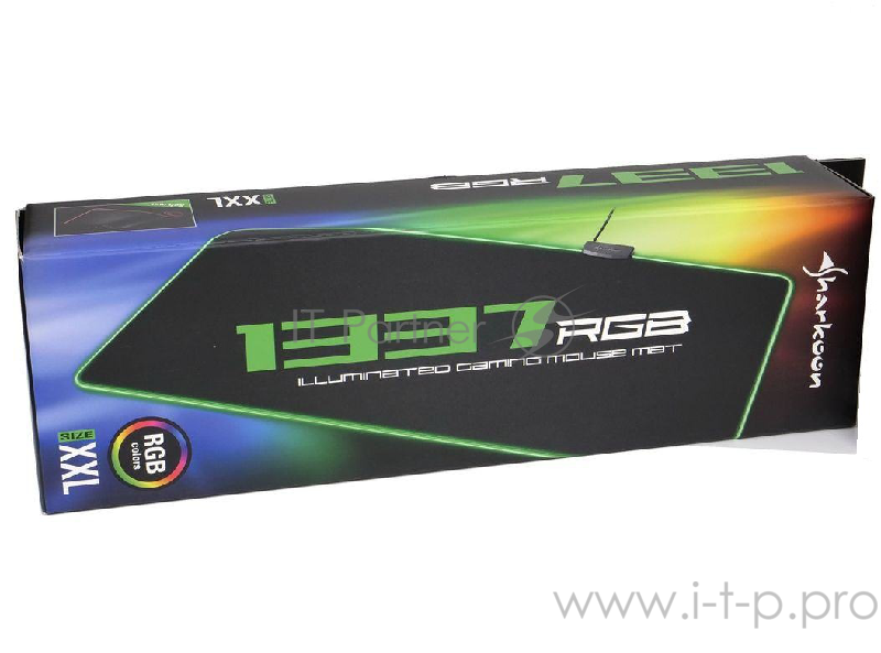 Sharkoon 1337 RGB XXL игровой коврик для мыши чёрный (905 x 425 x 3 мм, RGB подсветка, текстиль, резина)