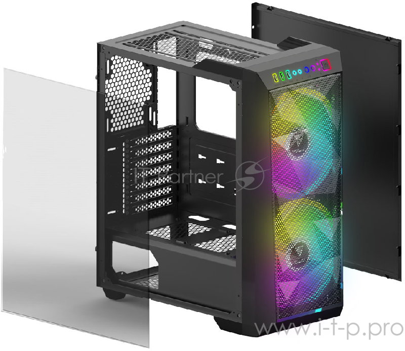 Gamdias Apollo M1 Игровой корпус чёрный (ATX, закаленное стекло, RGB fan 2x200 мм, 1xUSB 3.0, 2xUSB 2.0, HD Audio)