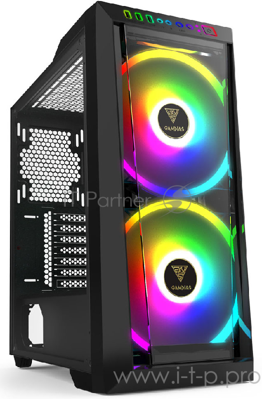 Gamdias Apollo M2 Игровой корпус чёрный (ATX, закаленное стекло, RGB fan 2x200 мм, 1xUSB 3.0, 2xUSB 2.0, HD Audio)