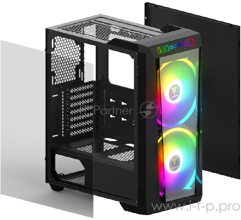 Gamdias Apollo M2 Игровой корпус чёрный (ATX, закаленное стекло, RGB fan 2x200 мм, 1xUSB 3.0, 2xUSB 2.0, HD Audio)