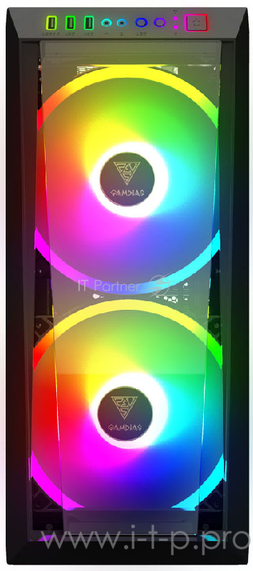 Gamdias Apollo M2 Игровой корпус чёрный (ATX, закаленное стекло, RGB fan 2x200 мм, 1xUSB 3.0, 2xUSB 2.0, HD Audio)
