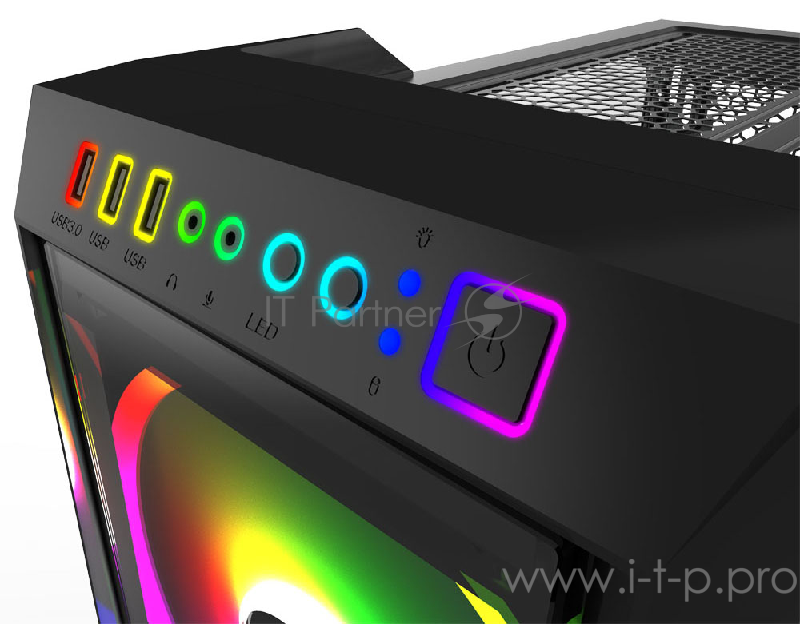 Gamdias Apollo M2 Игровой корпус чёрный (ATX, закаленное стекло, RGB fan 2x200 мм, 1xUSB 3.0, 2xUSB 2.0, HD Audio)