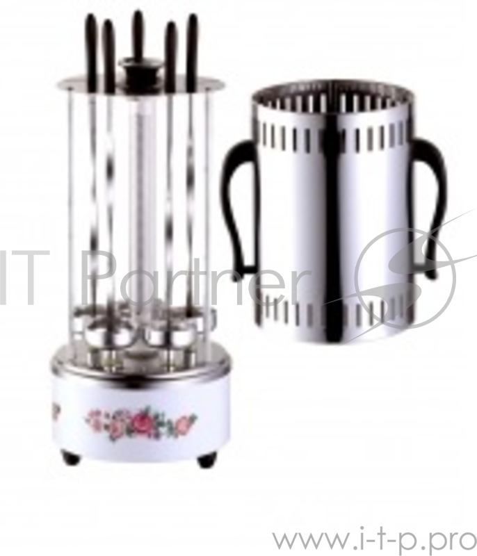 Шашлычница электрическая Великие реки Охота-5 (с рисунком, 1000 Вт, доп. стекл. трубка, кварцевый нагреватель)