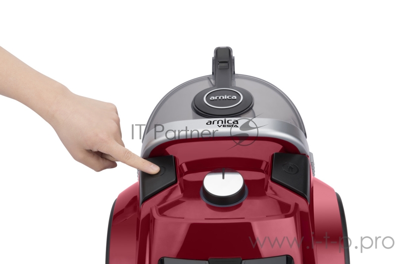 Пылесос ARNICA Vesta, красный, Длина сетевого кабеля: 6 м, Мощность двигателя: 750 Вт, Емкость контейнера для сбора пыли: 2,5 л