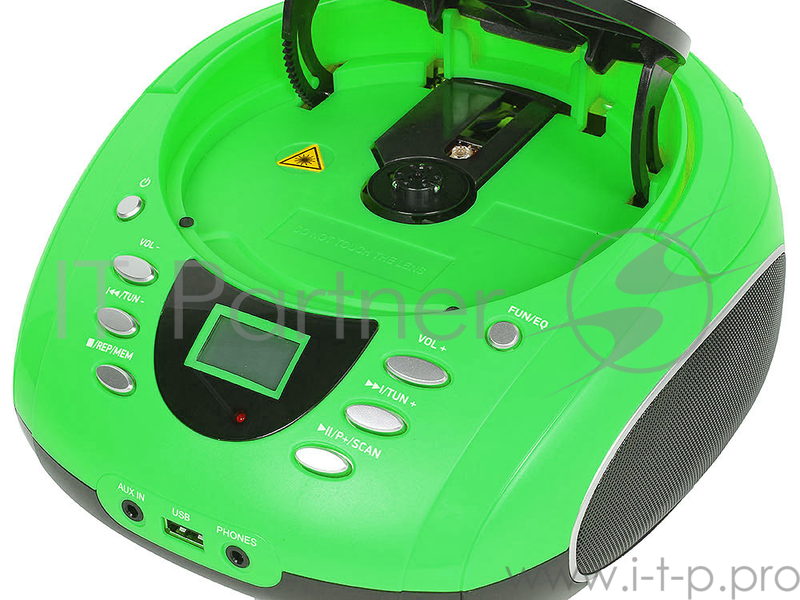 Аудиомагнитола BBK BX165BT зеленый/черный 3Вт/CD/CDRW/MP3/FM(dig)/USB/BT