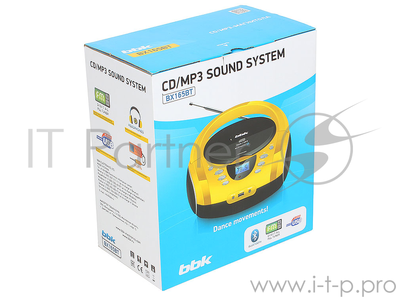 Аудиомагнитола BBK BX165BT зеленый/черный 3Вт/CD/CDRW/MP3/FM(dig)/USB/BT