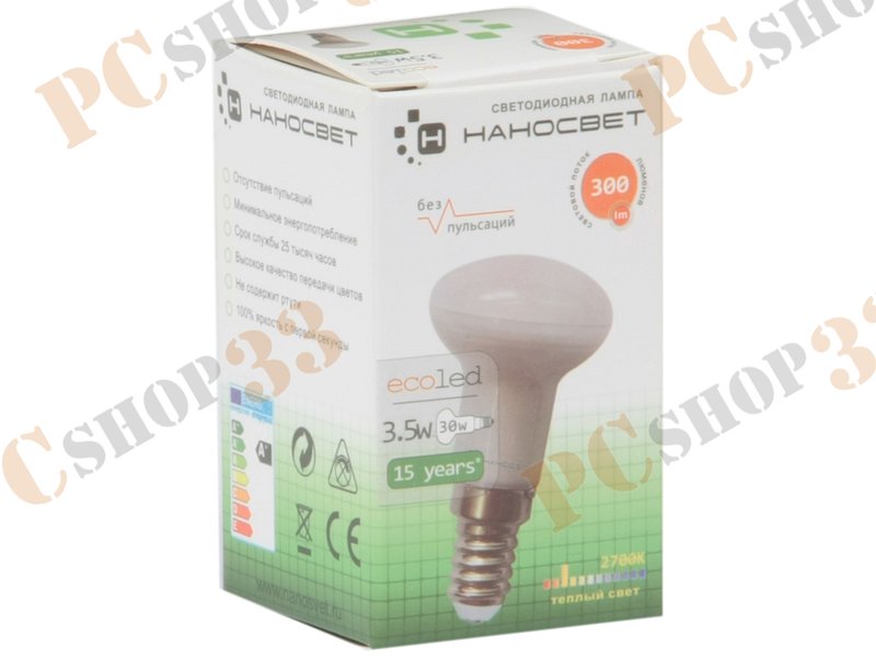 Лампа светодиодная Наносвет LE-R39-3.5/E14/827 ART.L260, E14, 3.5Вт, теплый белый