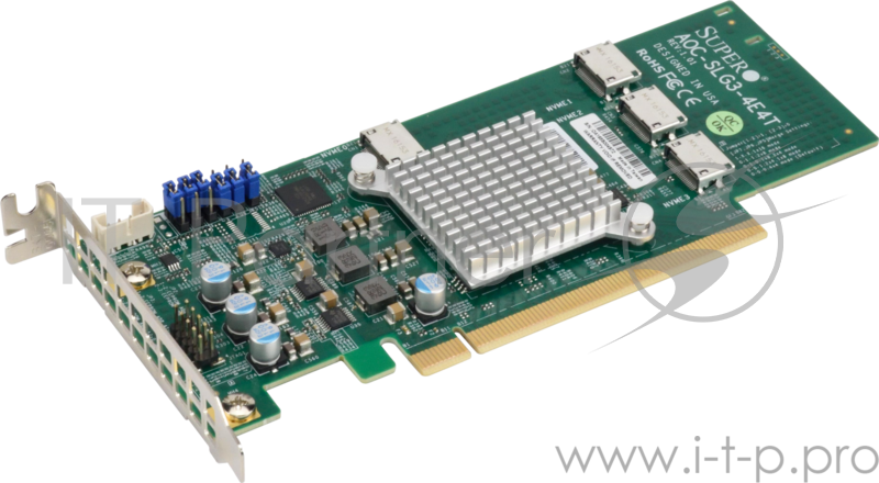 Плата коммуникационная SuperMicro Quad port OCuLink retimer NVMe SSD add-on card for PCIe3 x16 slot