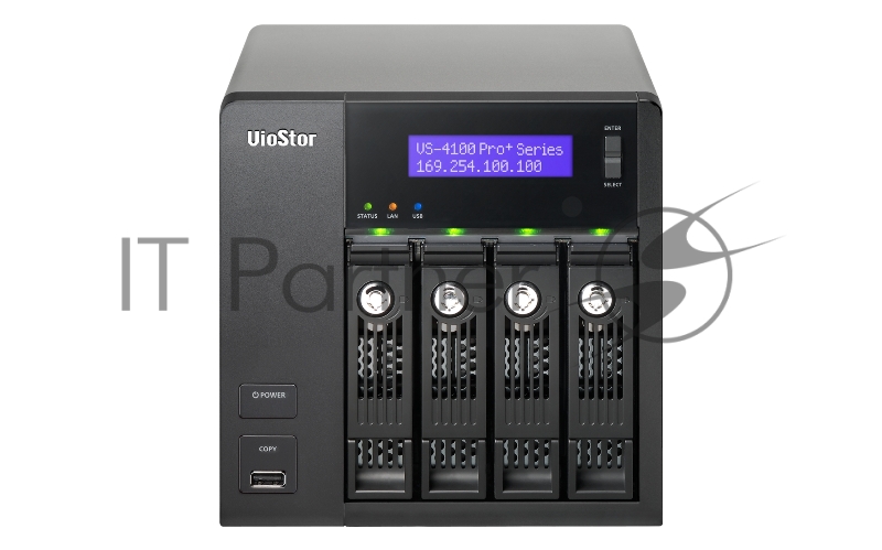 Сетевой IP-регистратор без дисков SMB QNAP VS-4112 Pro+ NVR, 12 channels, 4-tray w/o HDD, local monitoring. Intel 2,6 GHz