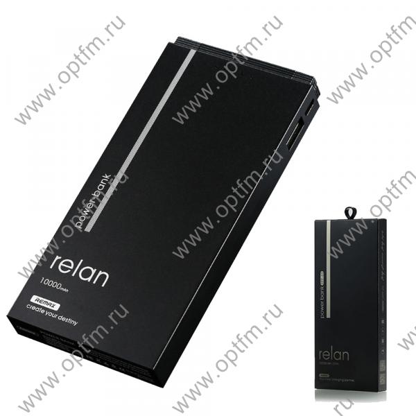 Аккумулятор внешний 10000mA REMAX Relan RPP-65 (USB выход 2,0A/кабель iPhone 5, кабель micro) черный