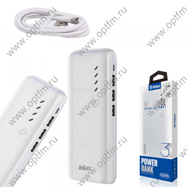 Аккумулятор внешний 10000mA INKAX PV-17 (3 USB выхода 2,1A/2,1A/2,1A) белый