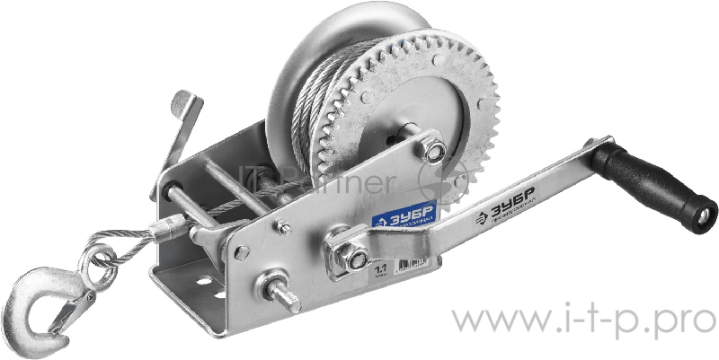 Лебедка механическая ЗУБР ПРОФЕССИОНАЛ 43113-1.1_z01 ручная барабанная тяговая тросовая 11т 8м