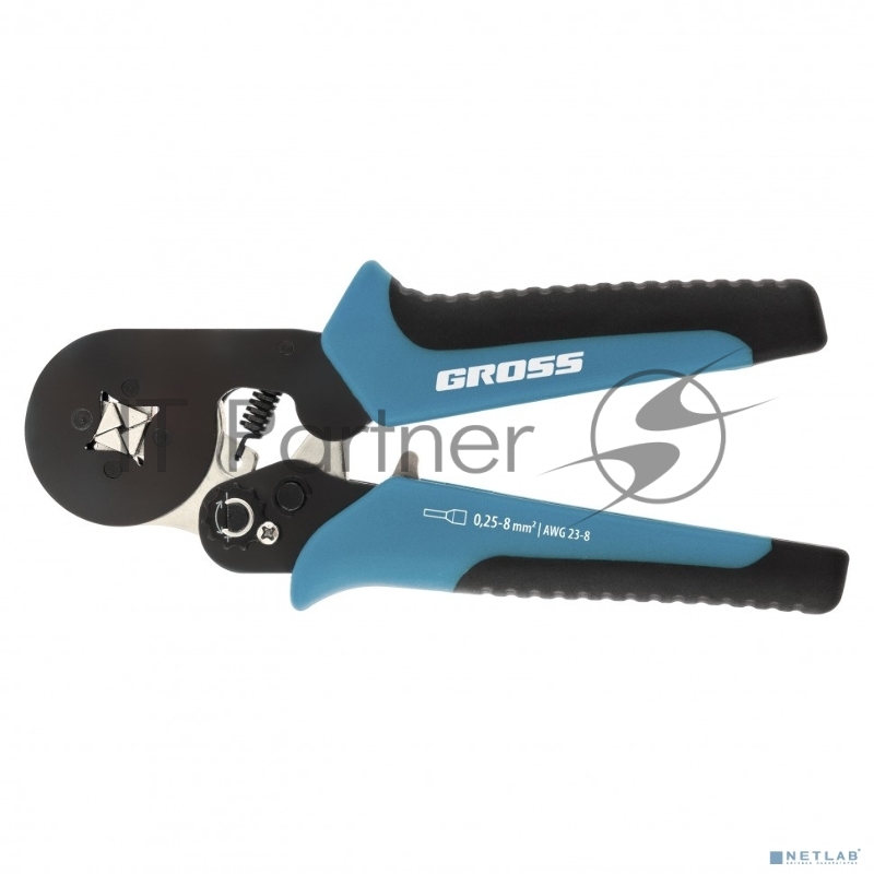 GROSS Клещи для обжима наконечников электропроводов с сечением 0,25-8 мм2 17724