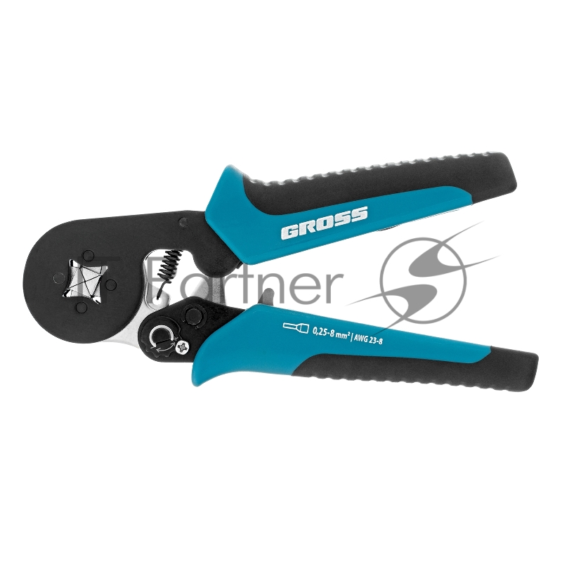 GROSS Клещи для обжима наконечников электропроводов с сечением 0,25-8 мм2 17724
