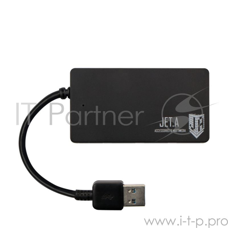 USB-концентратор Jet.A JA-UH37 на 4 порта USB 3.0, Hot Plug, ультракомпактный, чёрный