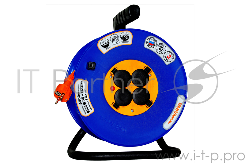 Удлинитель катушка UNIVersal ВЕМ-250 IP-44 термо ПВС 3*1,5 4гнезда 50м с заземлением