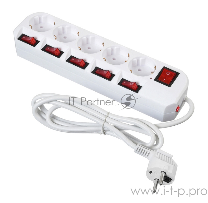 Сетевой фильтр Buro 500SH-1.8-SW-W 1.8м (5 розеток) белый (коробка)