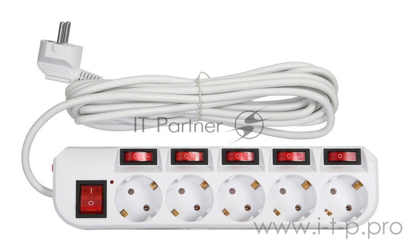 Сетевой фильтр Buro 500SH-5-SW-W 5м (5 розеток) белый (коробка)