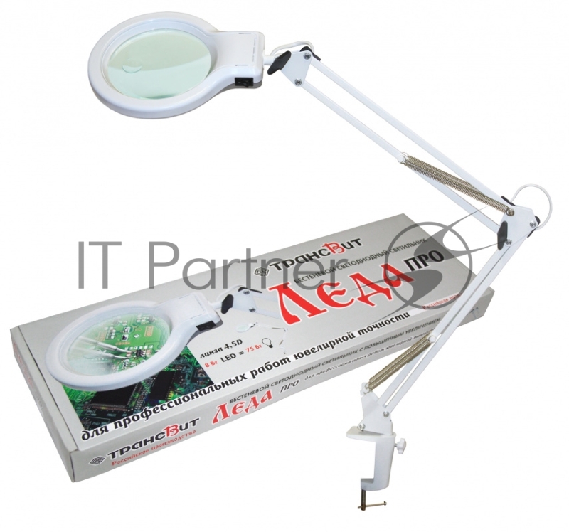 Светильник настольный Трансвит ЛЕДА С20-036 ПДБ50-8-036 (LEDA/WH) на струбцине E27 белый 8Вт