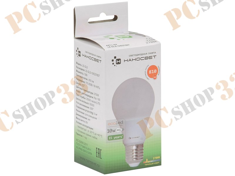 Лампа светодиодная Наносвет LE-GLS-10/E27/827 ART.L162, E27, 10Вт, теплый белый