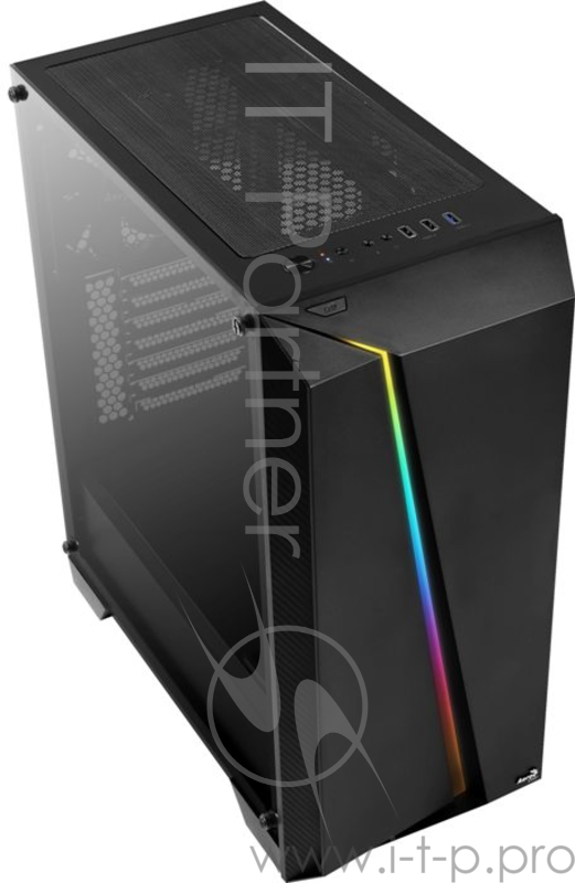 Корпус Aerocool Cylon Pro Tempered Glass без БП, боковое окно, Card Reader, RGB, ATX, черный