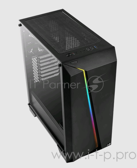 Корпус Aerocool Cylon Pro Tempered Glass без БП, боковое окно, Card Reader, RGB, ATX, черный