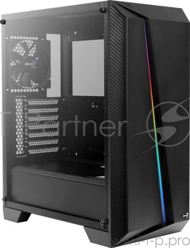 Корпус Aerocool Cylon Pro Tempered Glass без БП, боковое окно, Card Reader, RGB, ATX, черный