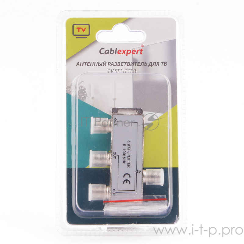 ТВ проф. сплиттер на 3 телевизора, Cablexpert AS-TV-03, 5-1000MHZ