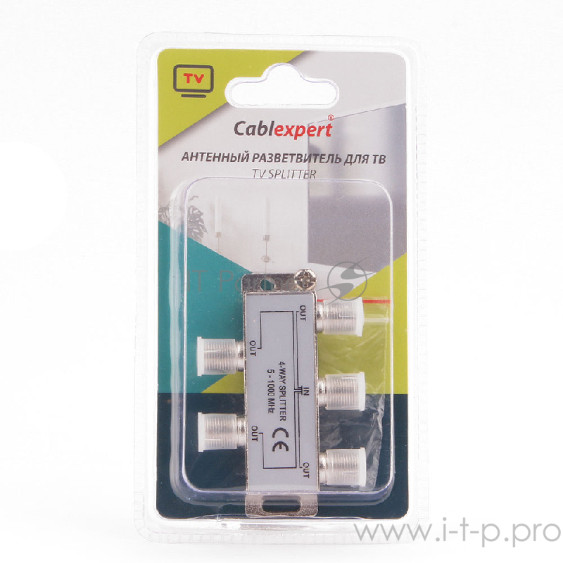 ТВ проф. сплиттер на 4 телевизора, Cablexpert AS-TV-04, 5-1000MHZ