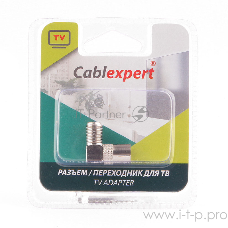 Переходник Cablexpert APL-FTVF-02, F (мама) / TV (мама), 90 градусов, блистер