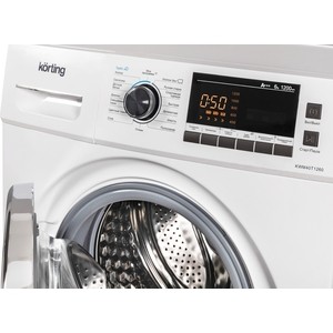 Стиральная машина Korting KWM 40T1260 / с фронтальной загрузкой, ГЛУБИНА 40 см, загрузка 6 кг, скорость отжима 1200 об/мин, электронное управление, LED индикация настроек и доп функций, Цифровой дисплей с отображением времени до окончания программы,