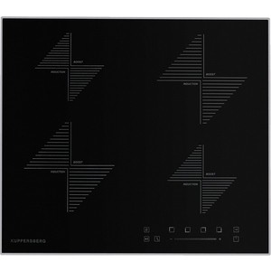 Индукционная варочная поверхность Kuppersberg ICS 608 / ширина 60 см, 2 зоны 1,5 кВт(BOOSTER 2 кВт), 2 зоны 2 кВт(BOOSTER 3 кВт),электронное сенсорное управление + слайдер, 5 цифровых дисплев, 9 уровней мощности,автоматическое отключение,автоматика з