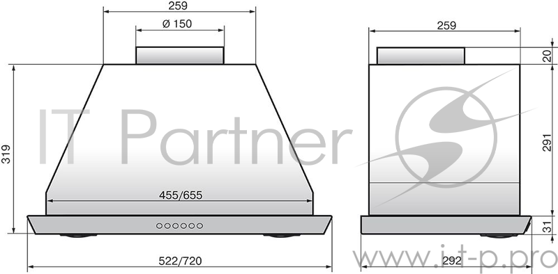 Врезной блок Elikor 72Н-1000-Э4Д нержавеющая сталь
