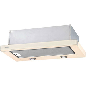 Встраиваемая вытяжка Korting KHP 6617 GB, ширина 60 см, 3 режима, механическое управление, 650 м3/ч., алюминиевые жировые фильтры, LED освещениe - 2 лампы, ур.шума 57дб, панель-бежевое стекло(обработка фасет)